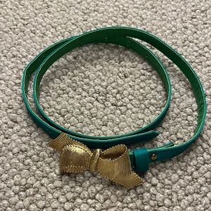 Lilly Pulitzer Elegant Green Belt with Gold Bow Buckle